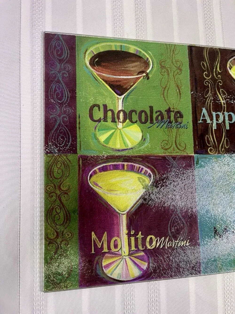 Y2K Cocktail Martini Glass Cutting Board Appletini Mojito Retro Bar Maximalist